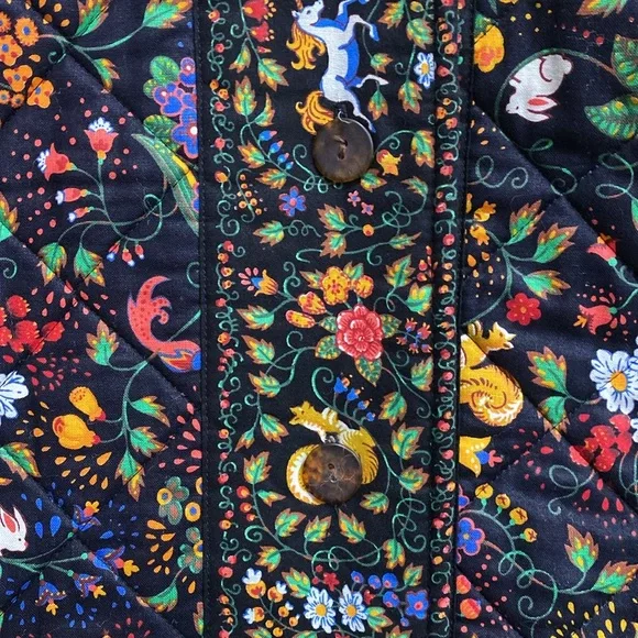 Vintage Vera Bradley Tavern On The Green Quilted 100% Cotton Whimsical Jacket S - Picture 3 of 9